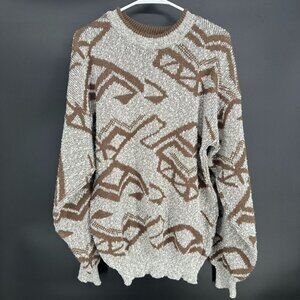 Vintage JJ Cochran Knit Crewneck Sweater Tall Man XLarge Abstract Pullover 90s U